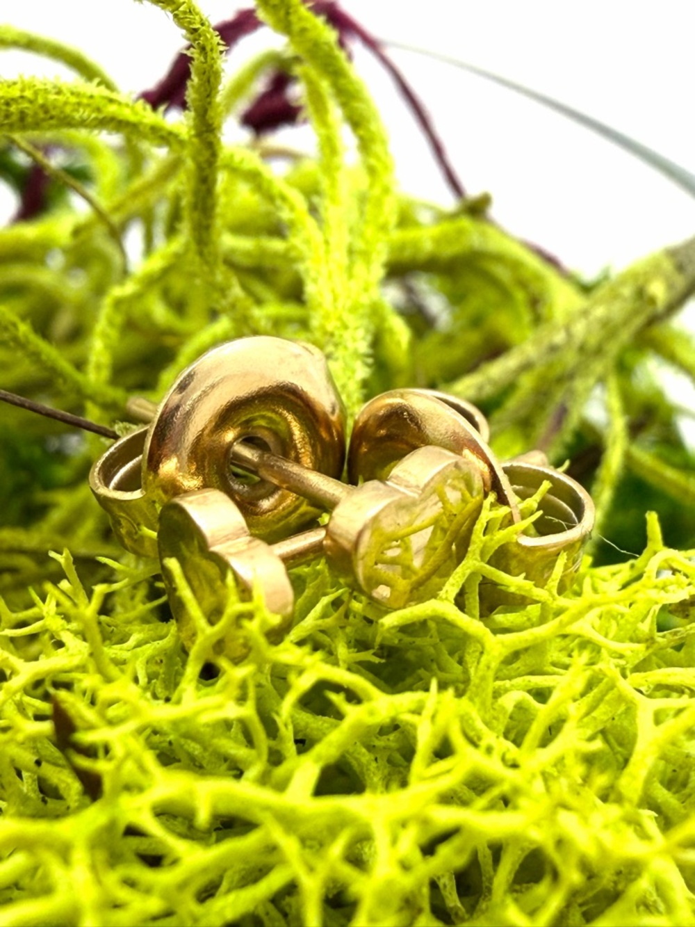 14k Yellow Gold Plated Stainless Steel Tiny Heart Stud Earrings - Picture 3 of 4